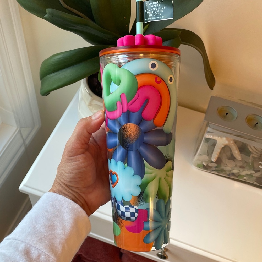 Starbucks Floral 2025 24oz Cold Cup Tumbler NWT - Picture 3 of 10